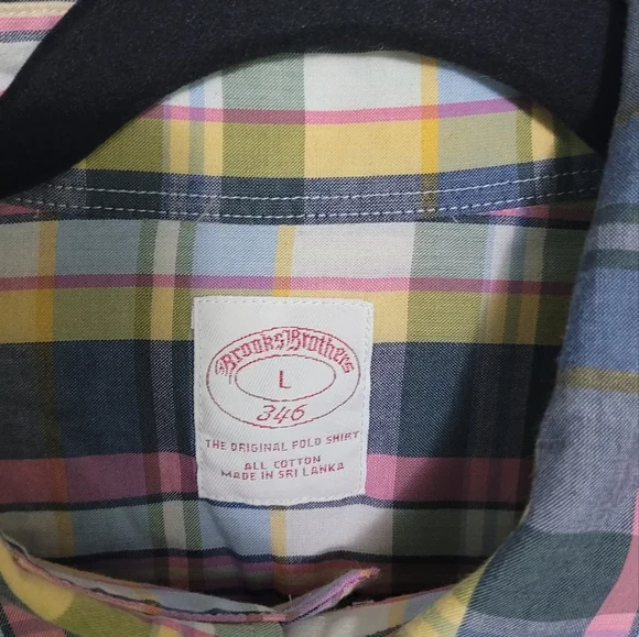 Men's Brooks Brothers Plaid Short Sleeve Button Down Shirt EUC L - Picture 2 of 3